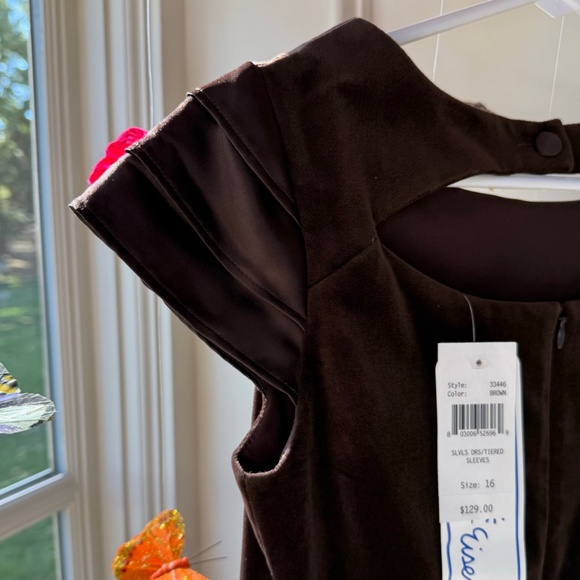 NWT - Florence Eiseman Brown Velvet Dress w/Tiered Sleeves - Girls 16 - Picture 3 of 10